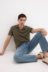 Pedro del Hierro Striped rustic polo shirt Green