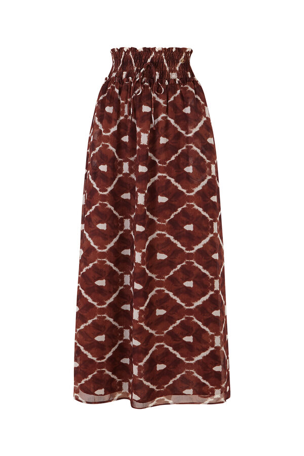 Pedro del Hierro Saia comprida com pregas estampada Marrom