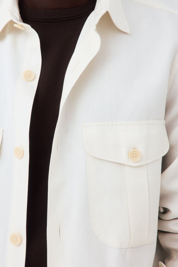 Pedro del Hierro Plain tencel linen overshirt Ecru