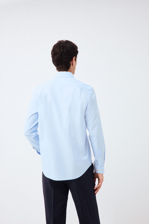 Pedro del Hierro Non-iron + anti-stain structure dress shirt Blue