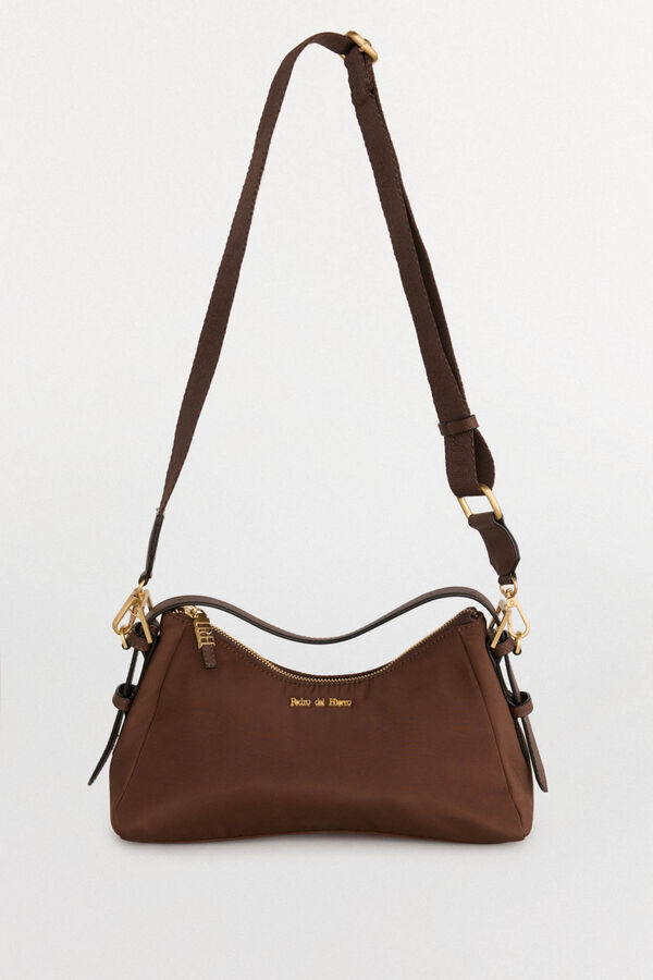 Pedro del Hierro Bolso de hombro en nylon con cremallera Marrón