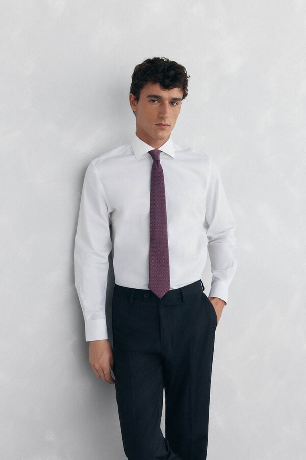 Pedro del Hierro Plain non iron + stain resistant dress shirt White