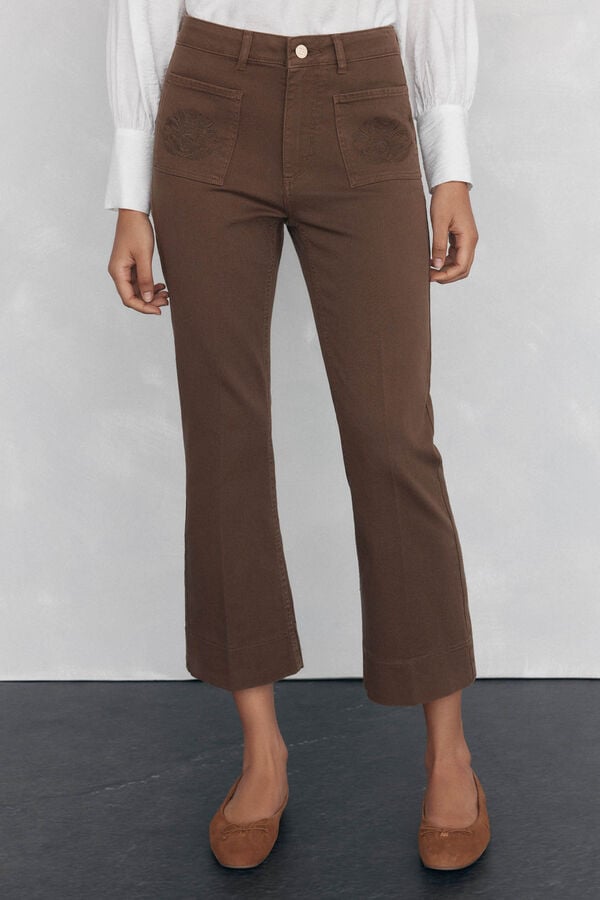 Pedro del Hierro Cropped flare jeans Brown
