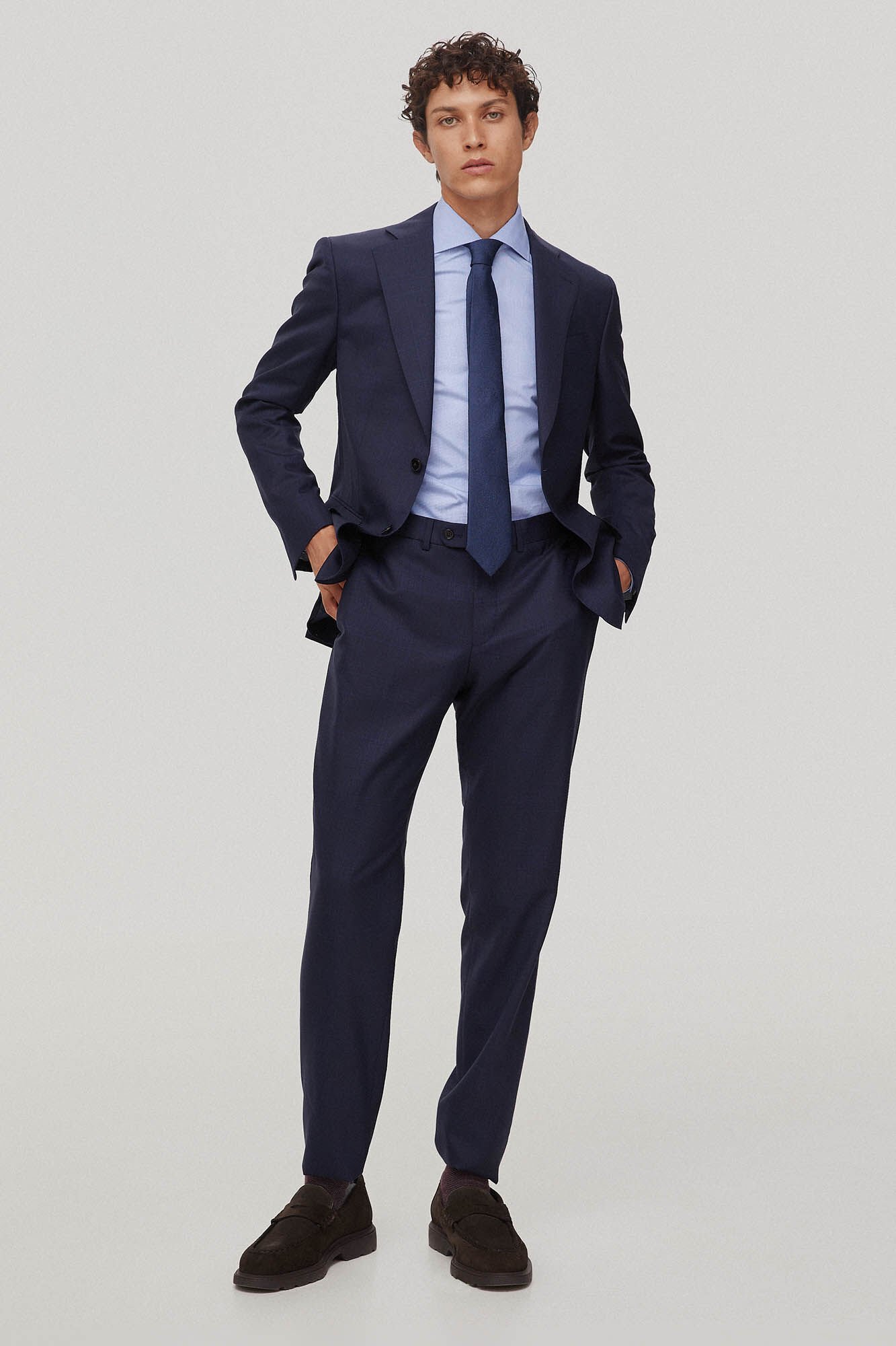 Slim Fit Light Blue Tweed Check Suit | Formaloutfit