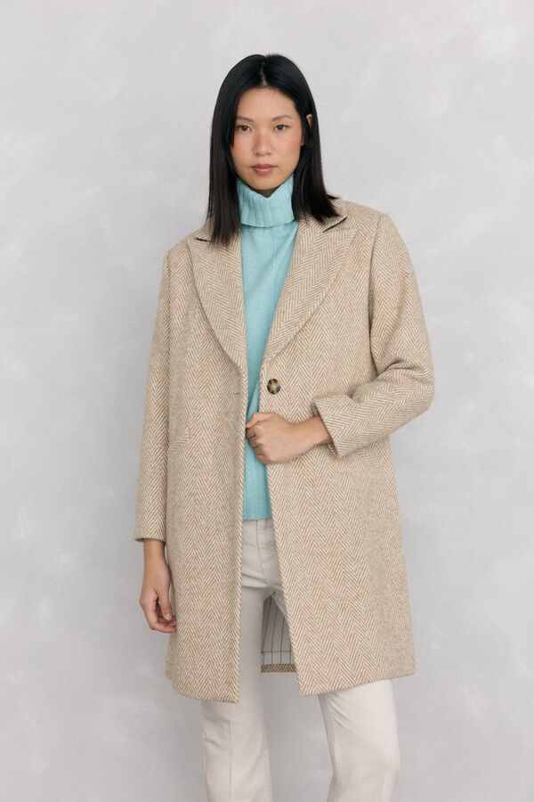Pedro del Hierro Straight fabric herringbone Beige