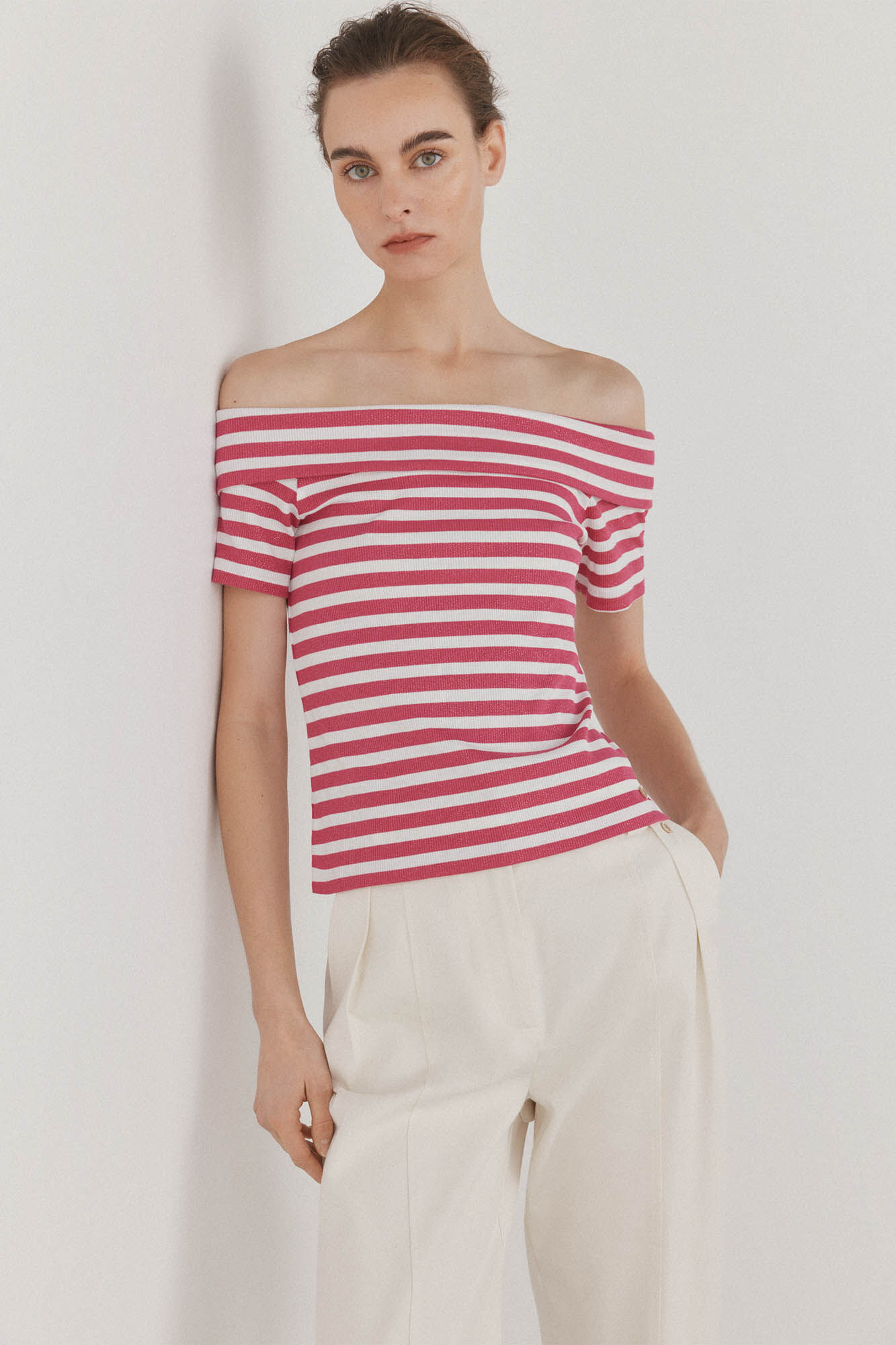 Pedro del Hierro Camisola sem ombros raias 