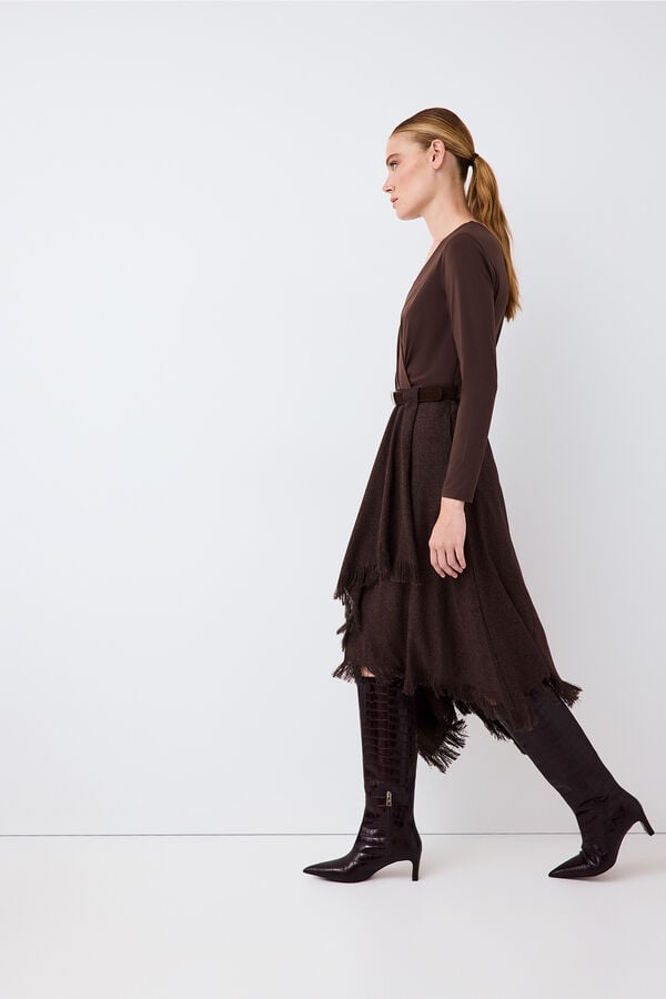 Pedro del Hierro Long sleeve combination dress Brown