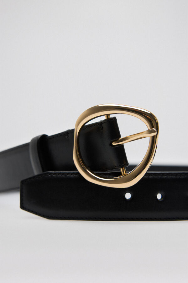 Pedro del Hierro Black belt with gold buckle Black