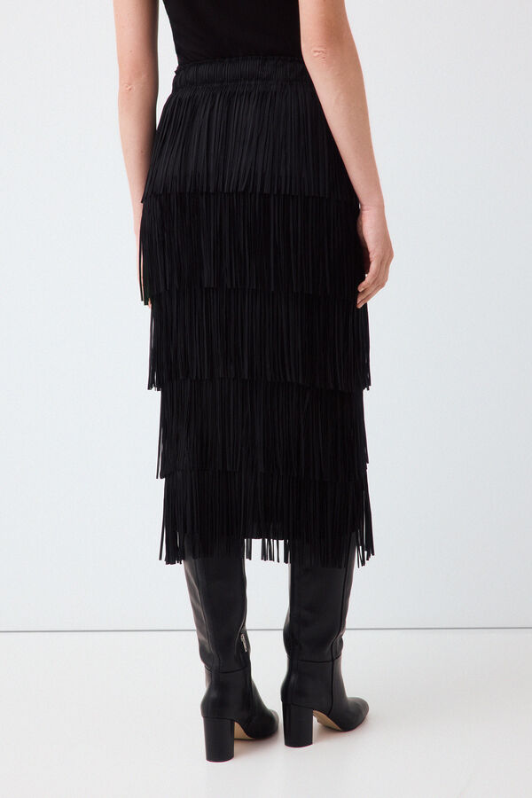 Pedro del Hierro Fringed straight skirt Black