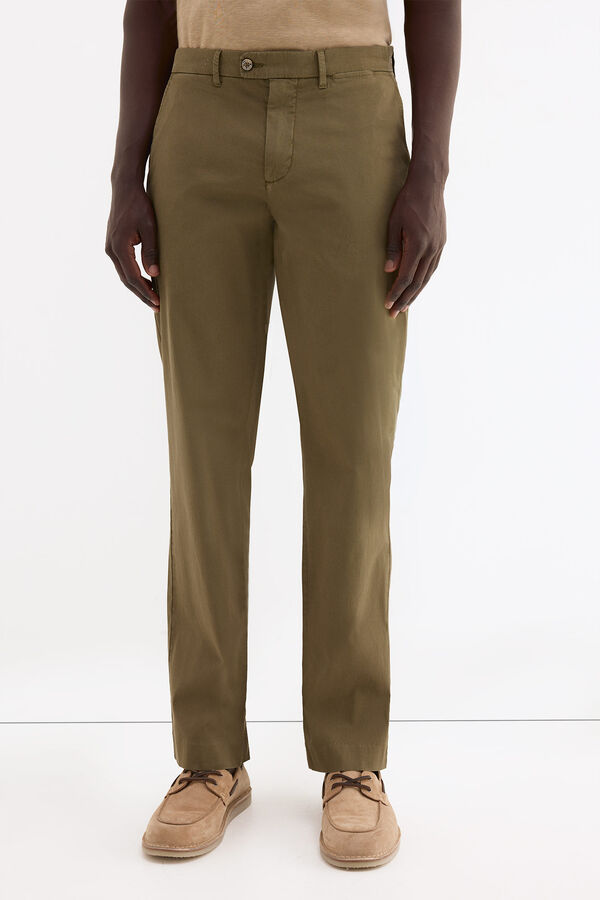 Pedro del Hierro Regular fit textured chinos Green