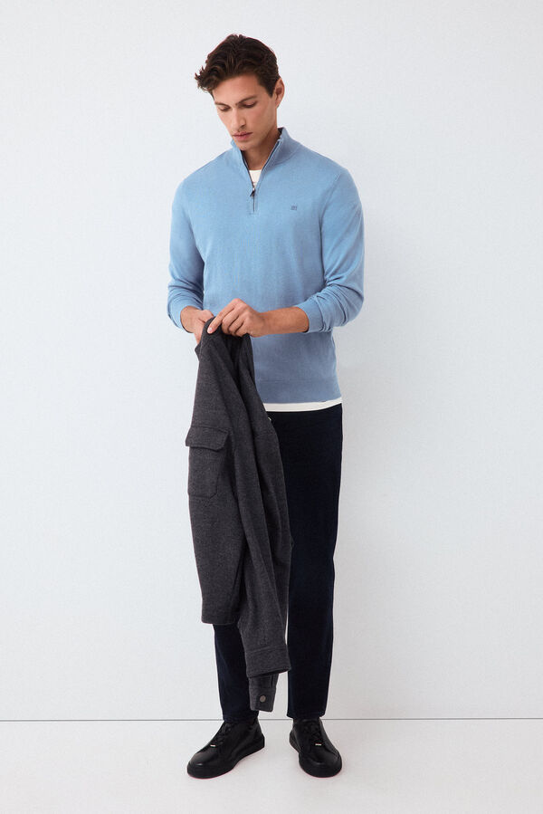 Pedro del Hierro Premium cotton silk cashmere knit jumper Blue
