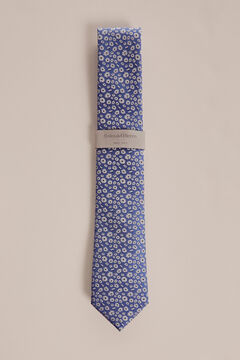 Pedro del Hierro Floral motif silk tie Blue