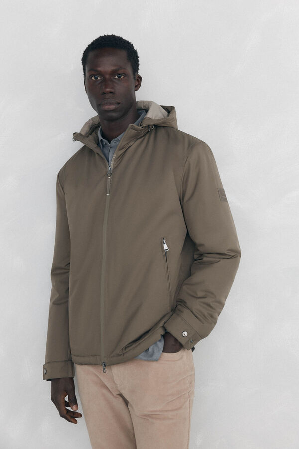 Pedro del Hierro Zip fastening jacket with hood Beige
