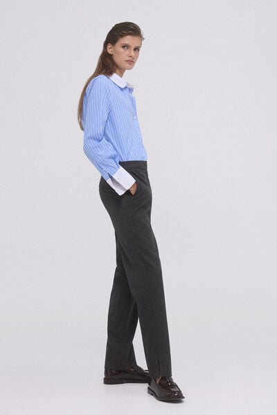 Pedro del Hierro Straight trousers with belt loops Grey