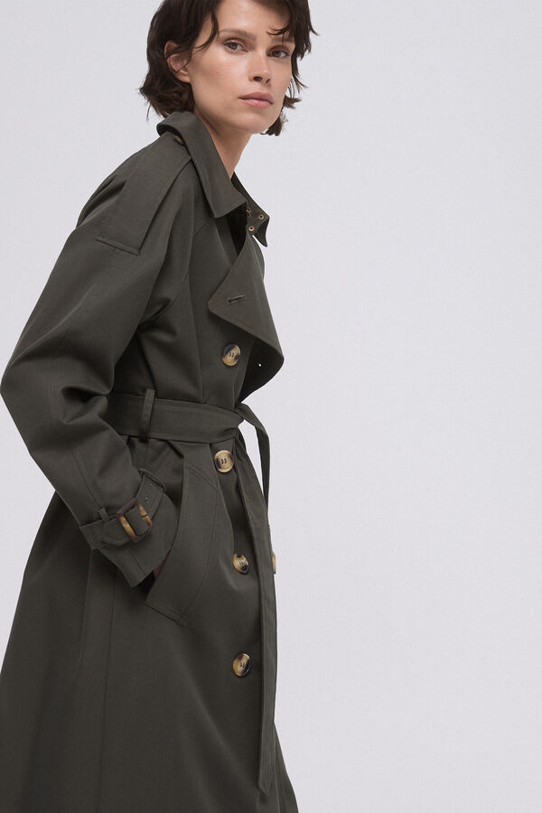 Pedro del Hierro Trench coat longo com cinto Verde