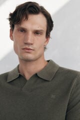 Pedro del Hierro Johnny neck sweater in merino wool and cashmere Green