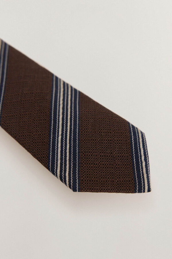Pedro del Hierro Natural silk tie Brown
