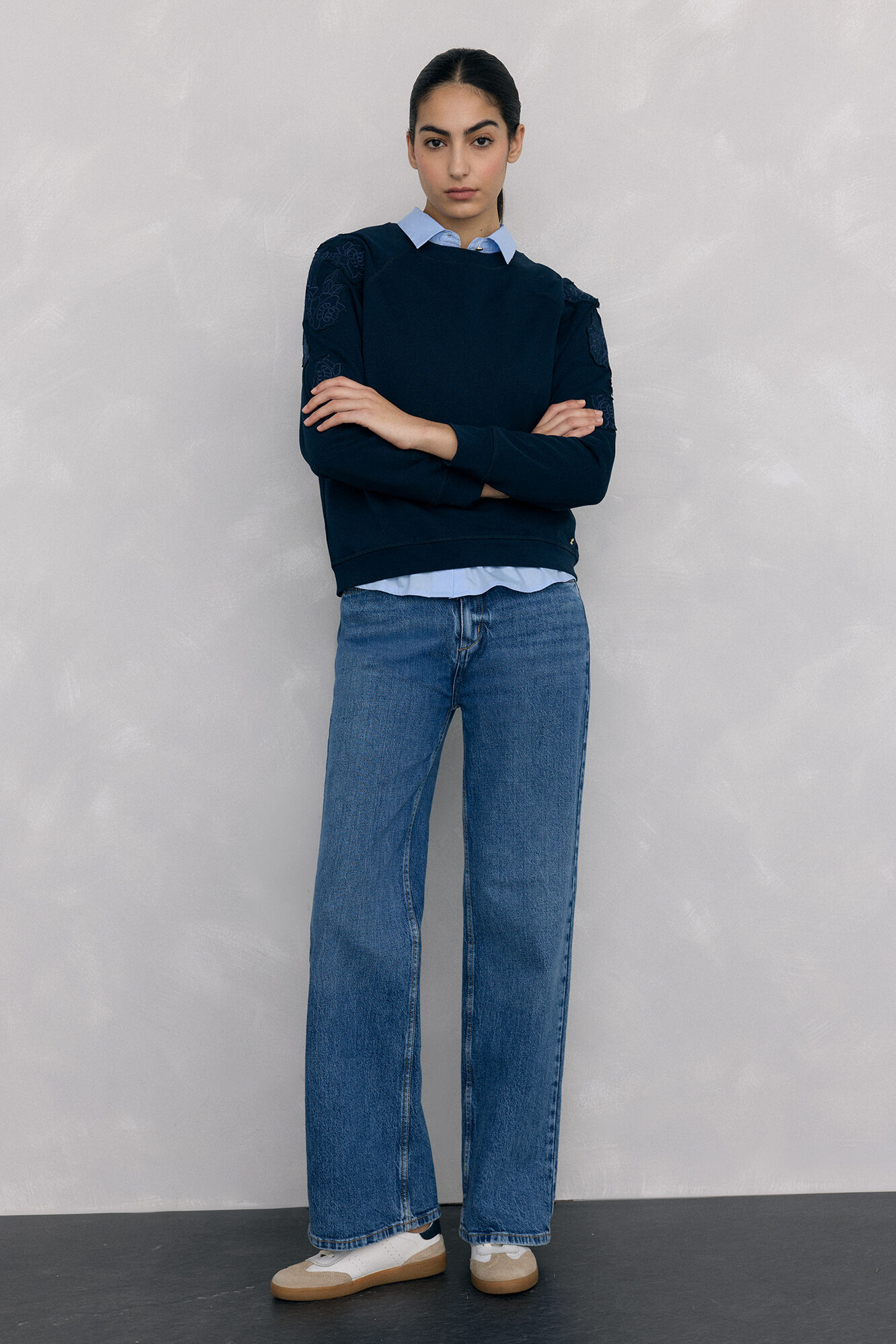 Pedro del Hierro Sweatshirt bordado com flores