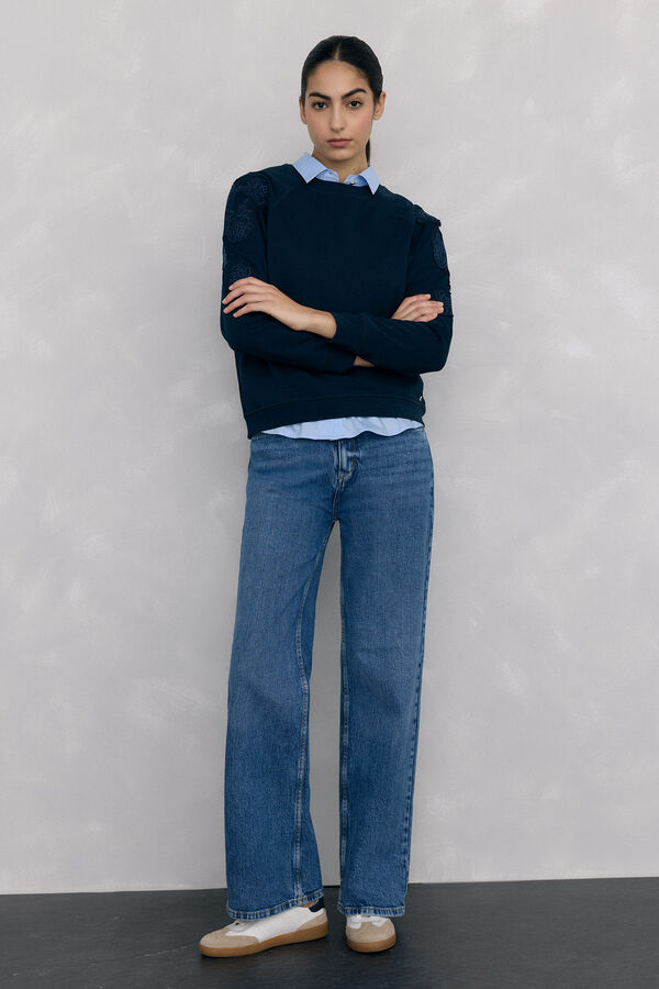 Pedro del Hierro Flower embroidered sweatshirt Blue