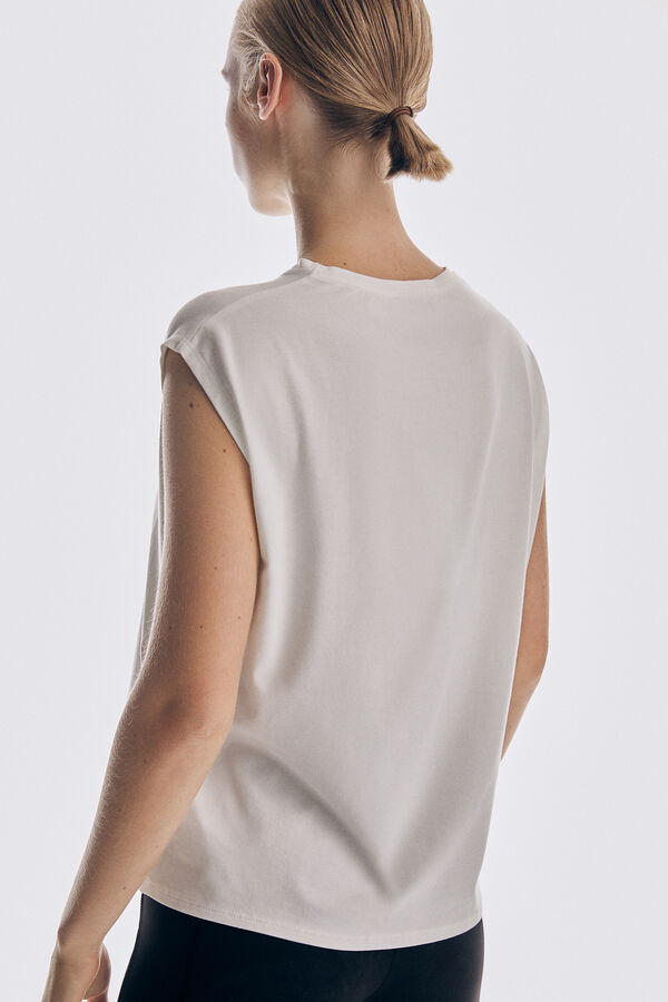 Pedro del Hierro Fluid slogan T-shirt Beige