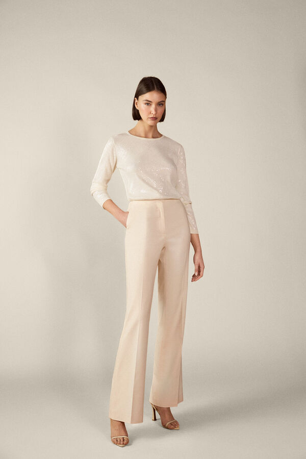 TFP by Tamara Falc&oacute; Camisola transparente de lantejoulas Ecru