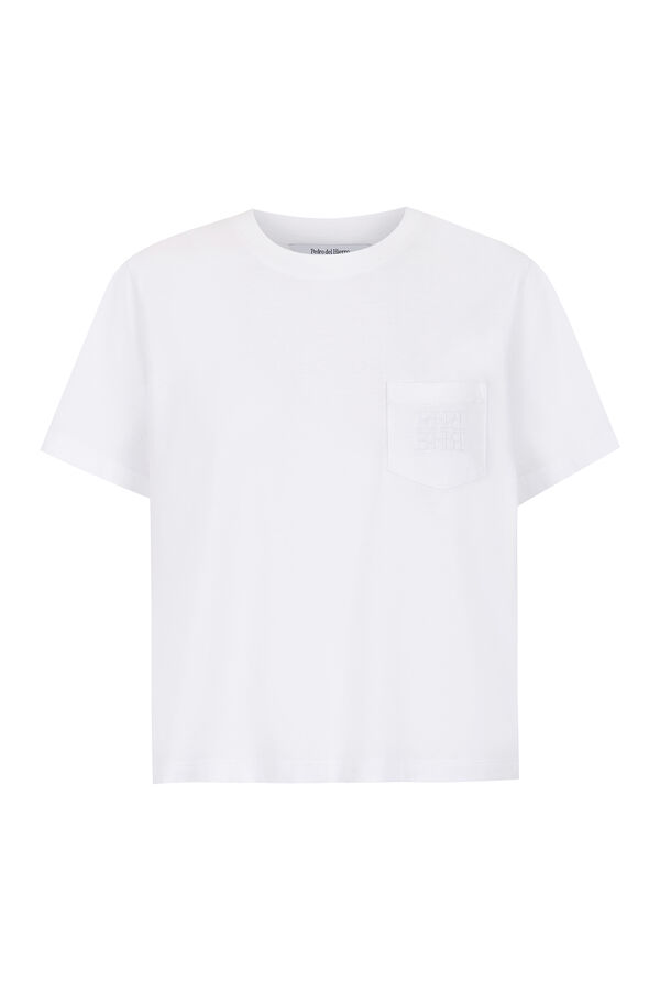 Pedro del Hierro T-shirt básica com bolso bordado Beige