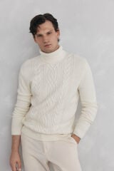 Pedro del Hierro Suéter de lã com gola alta Ecru