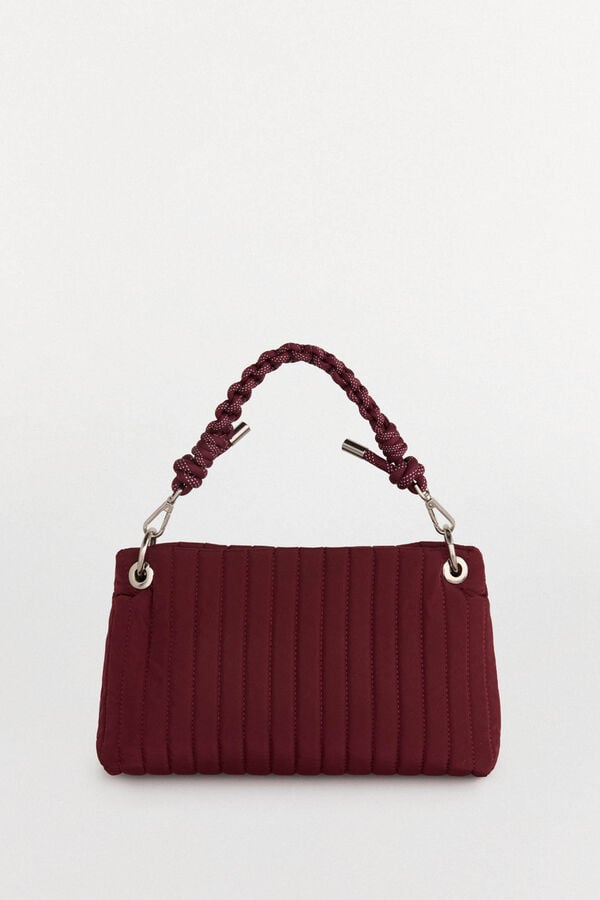Pedro del Hierro Nylon shoulder bag with zip fastening and drawstring handle Burgundy