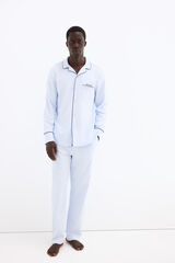 Pedro del Hierro Spanish cotton long sleeve pyjama shirt Blue