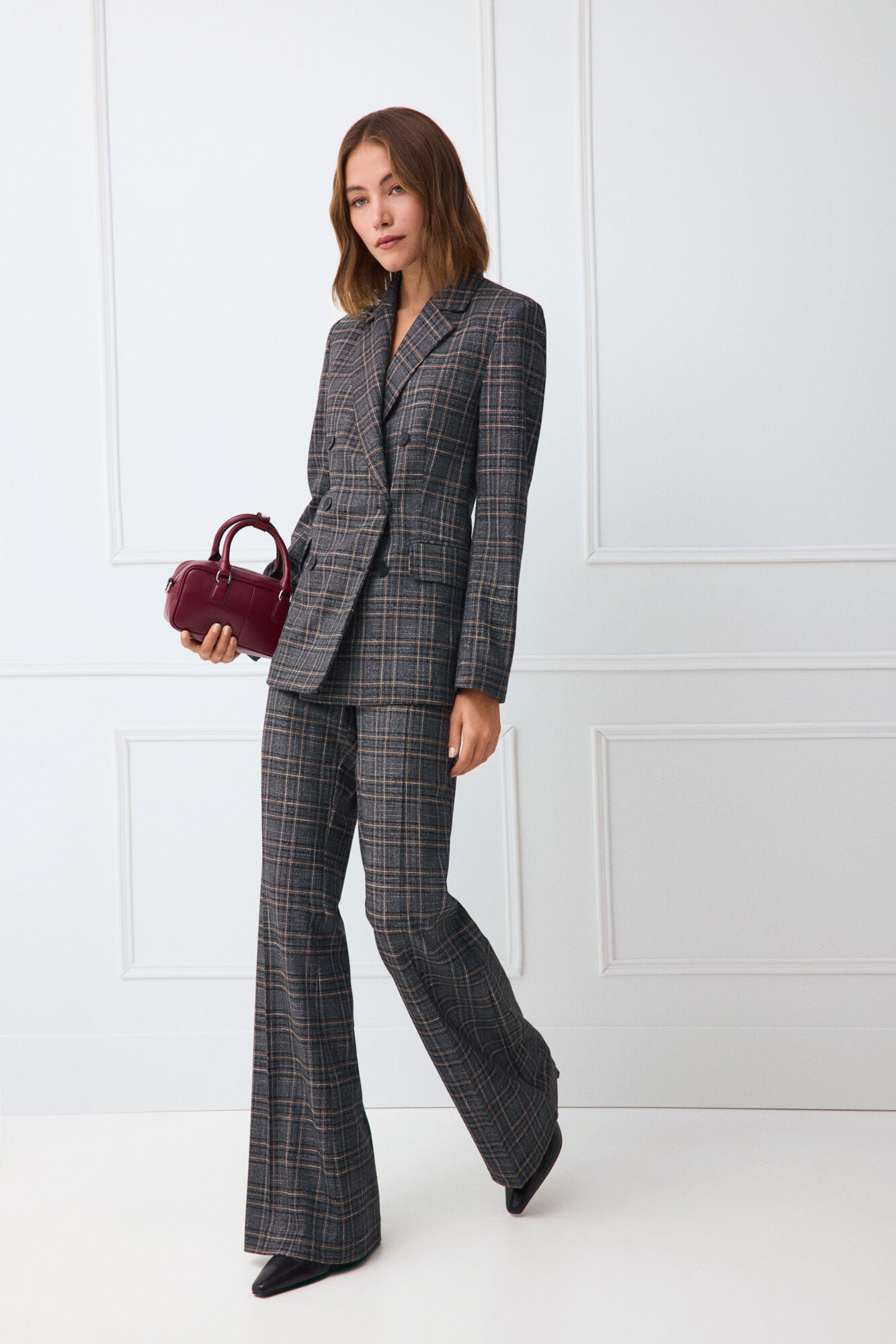 TFP by Tamara Falc&oacute; Plaid flare tailored trousers