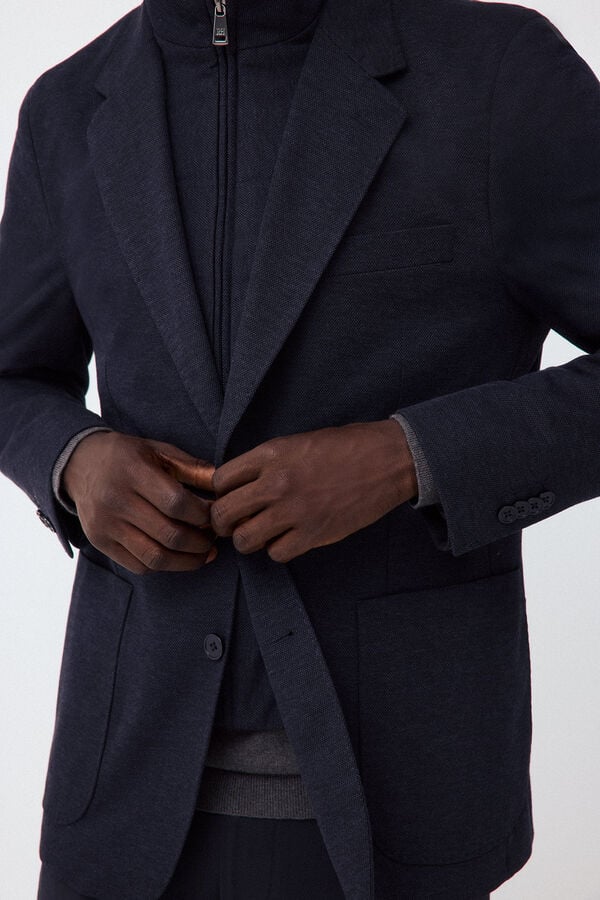 Pedro del Hierro Knit jacket with removable lining Blue