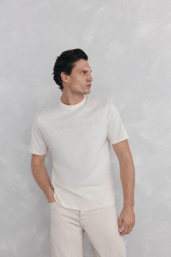 Pedro del Hierro T-shirt logo Ecru