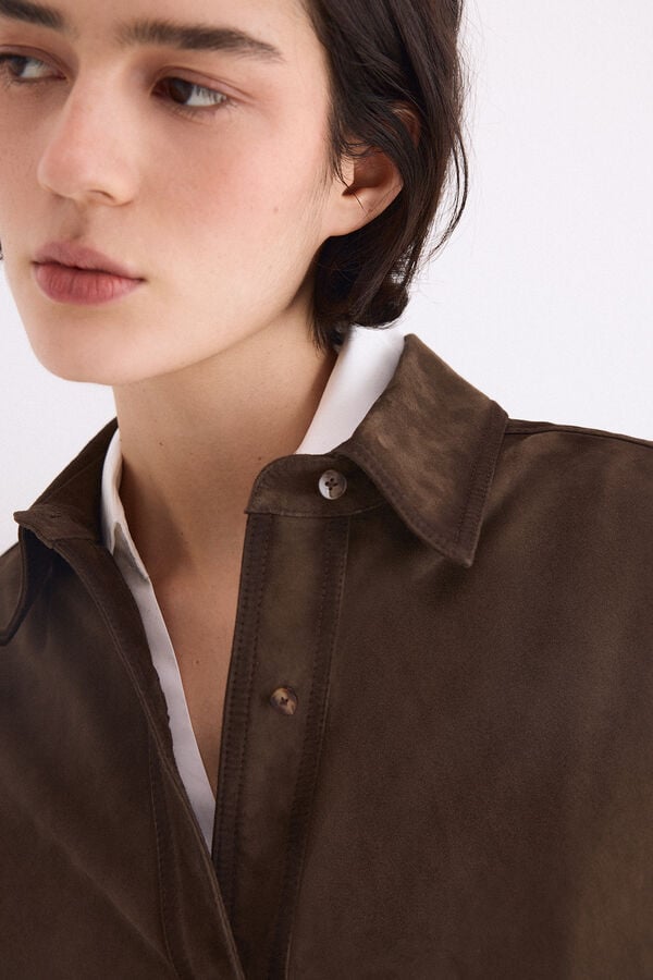 Pedro del Hierro Suede cropped jacket Green