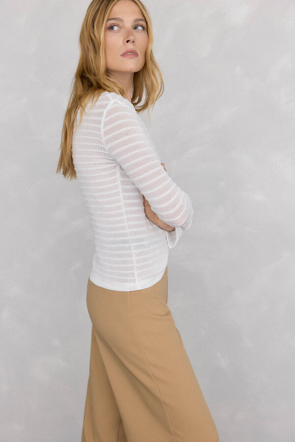 Pedro del Hierro Structured gathered T-shirt Ecru