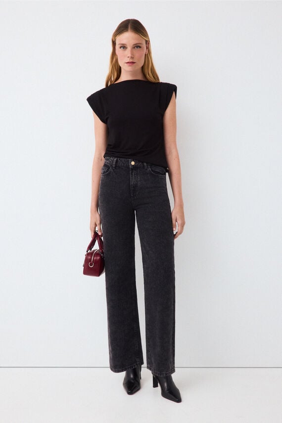Jeans wide leg strass
