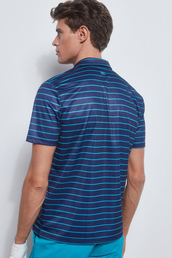 Pedro del Hierro GOLF striped technical polo shirt Blue