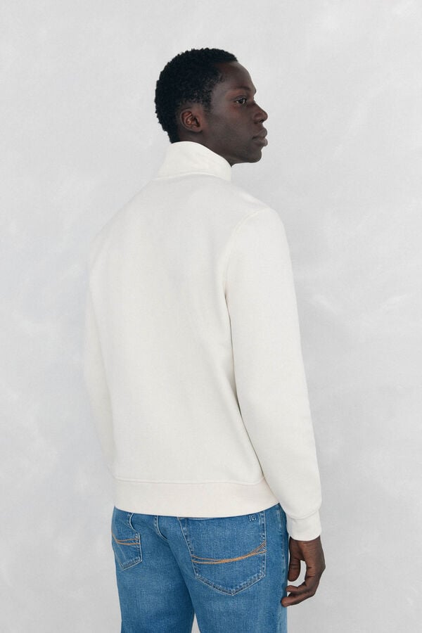 Pedro del Hierro Technical fabric zip-neck sweatshirt Beige