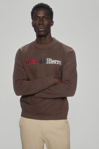 Pedro del Hierro Sweatshirt logo bordado em contraste Marrom