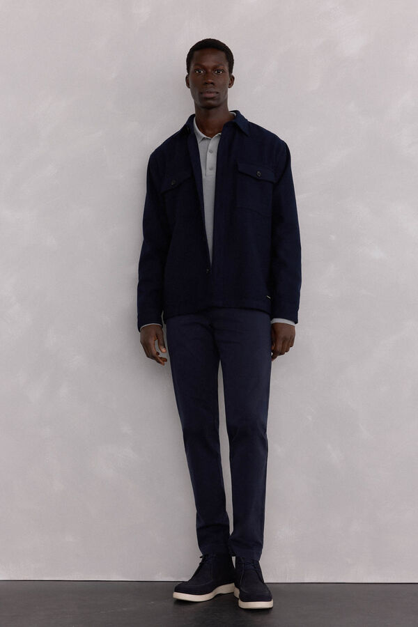 Pedro del Hierro Plain wool overshirt Blue