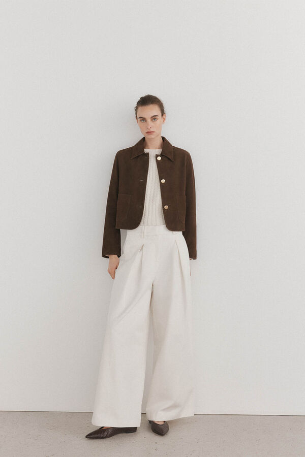 Pedro del Hierro Short suede jacket Brown