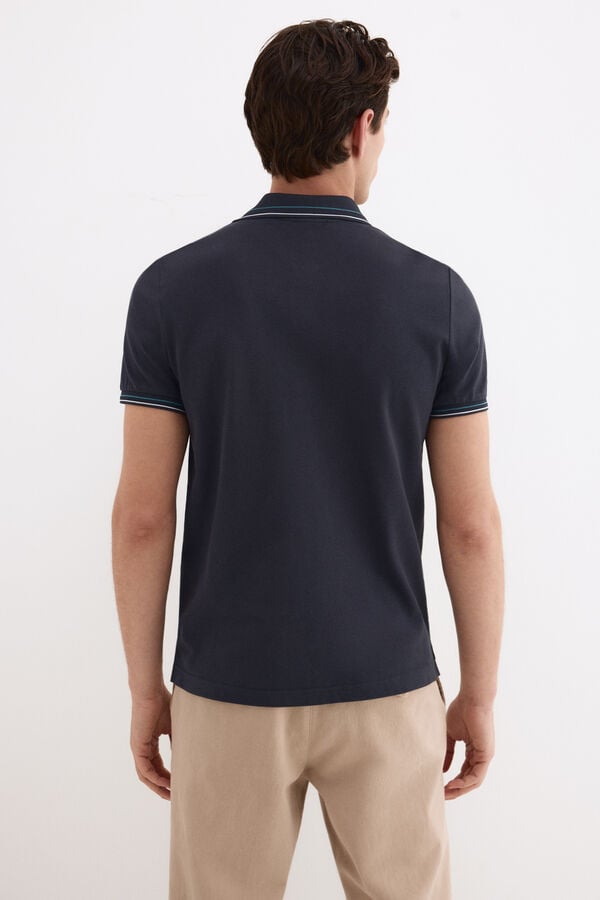 Pedro del Hierro Jacquard polo shirt Blue