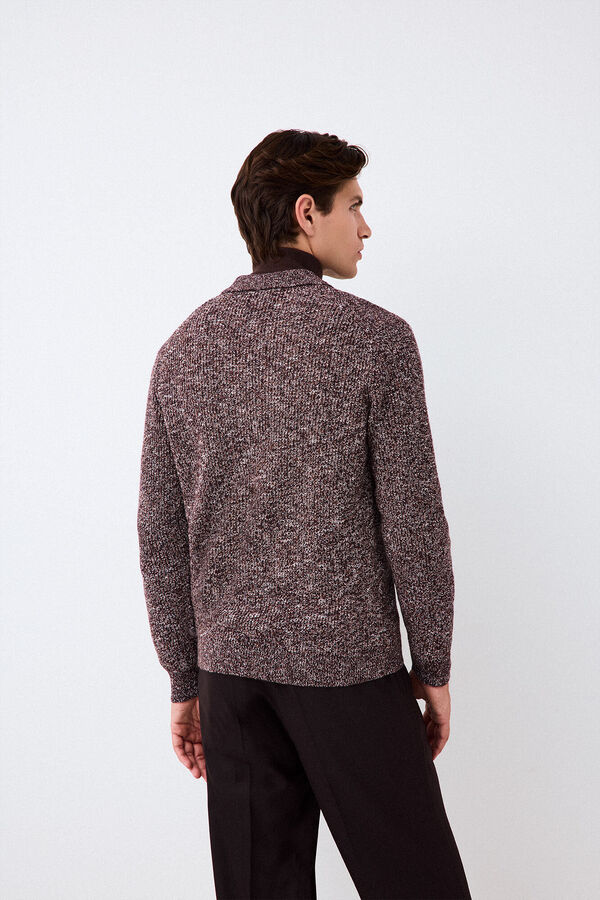 Pedro del Hierro Jersey punto cuello polo algod&oacute;n Burdeos