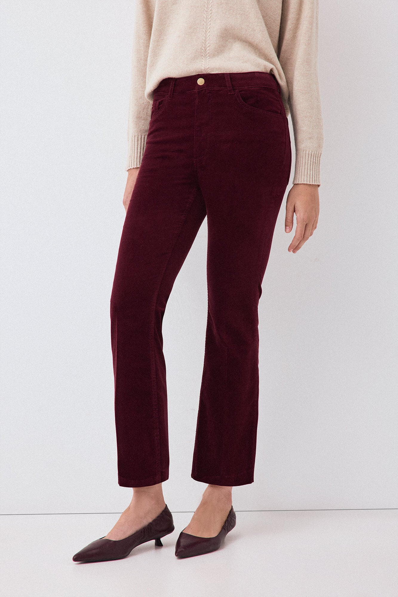 Pedro del Hierro Velvet flare cropped trousers