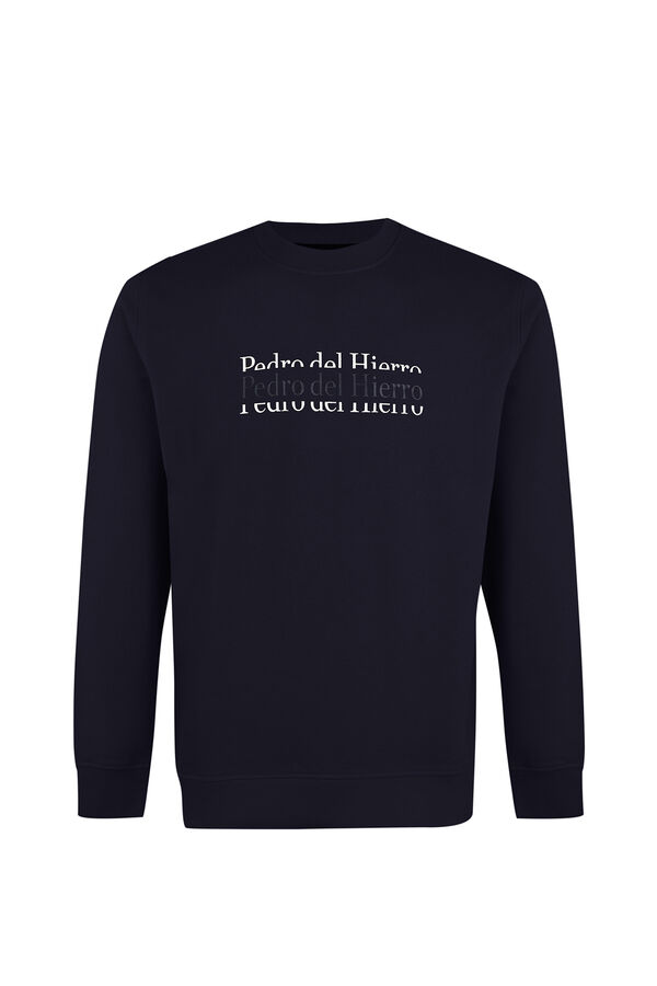 Pedro del Hierro Crew neck logo sweatshirt Blue