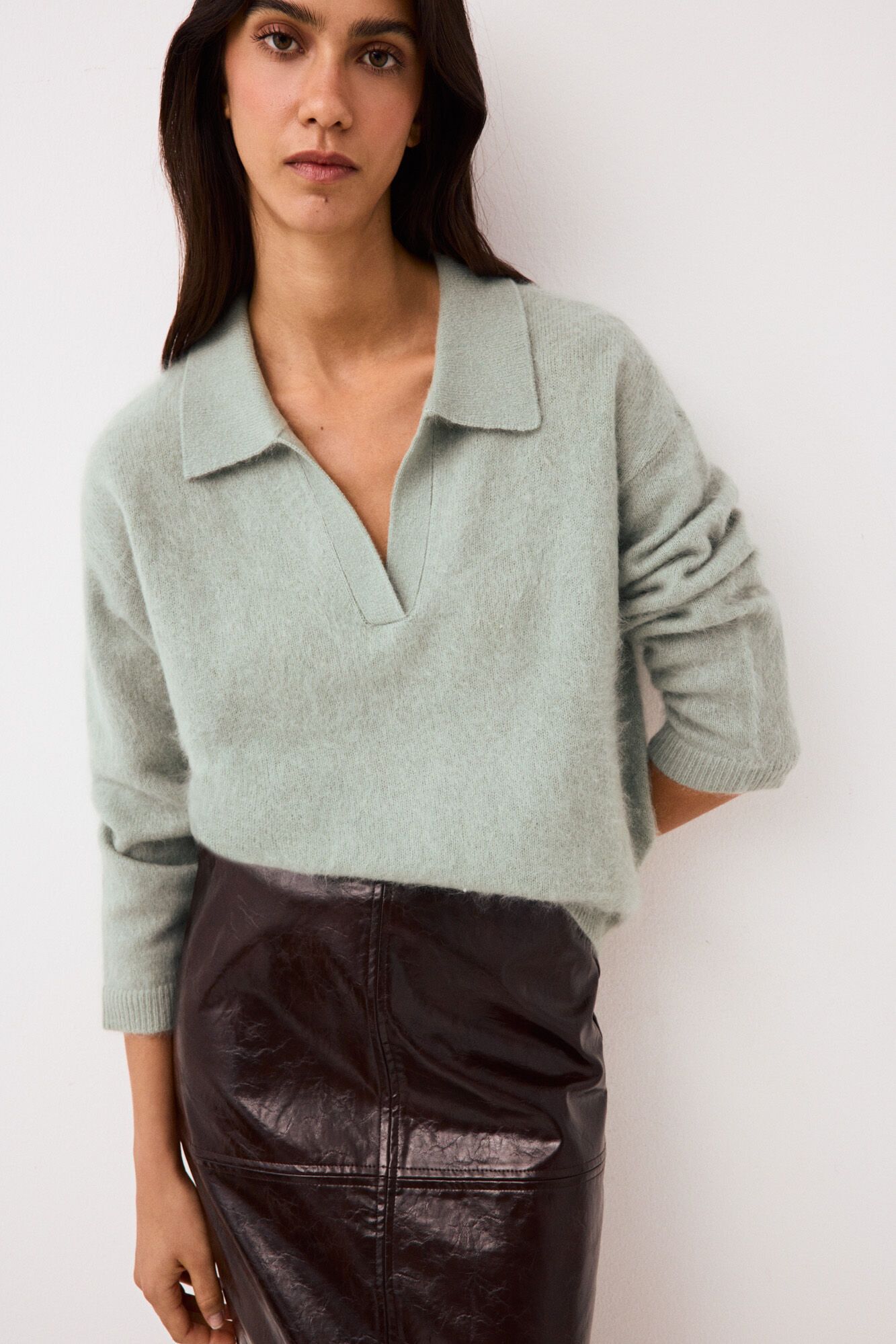 Pedro del Hierro Open polo neck jumper with faux fur effect