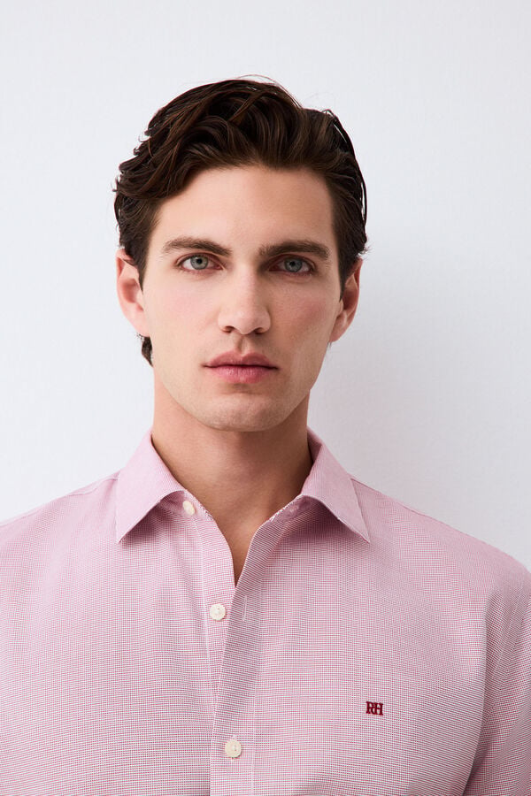Pedro del Hierro Non-iron + anti-stain slim fit dress shirt Burgundy