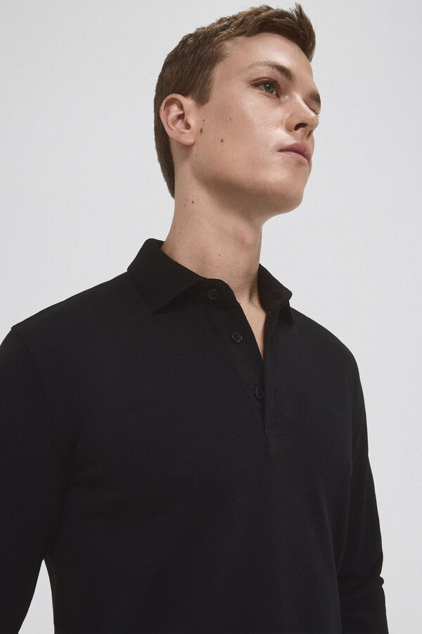 Pedro del Hierro Long-sleeved polo shirt  Black