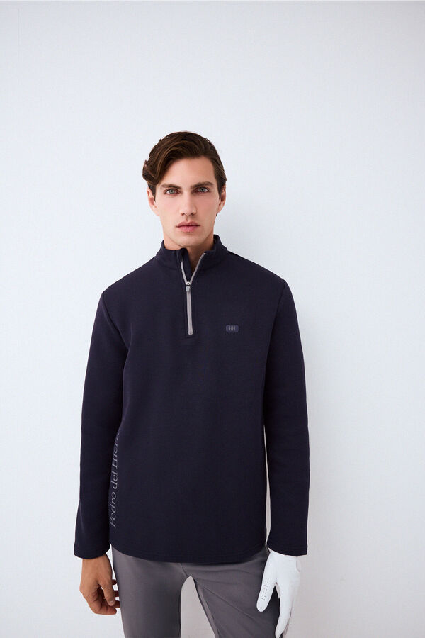 Pedro del Hierro Sudadera t&eacute;cnica Golf cuello camionero Azul