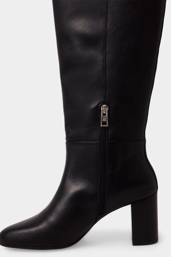 Pedro del Hierro Leather high heel boot Black