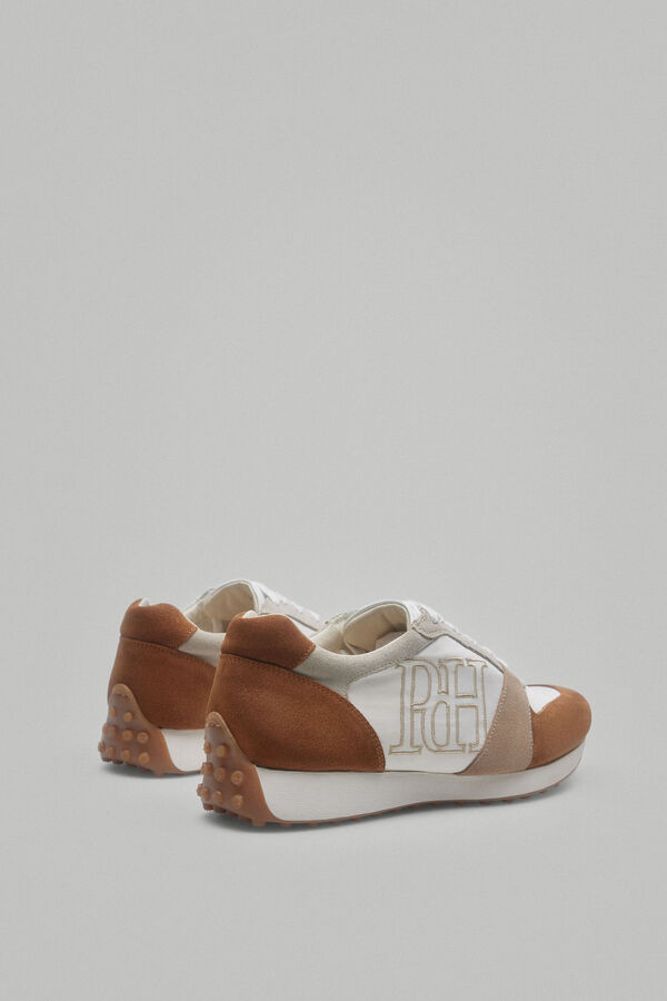 Pedro del Hierro Leather and textile sneakers Beige